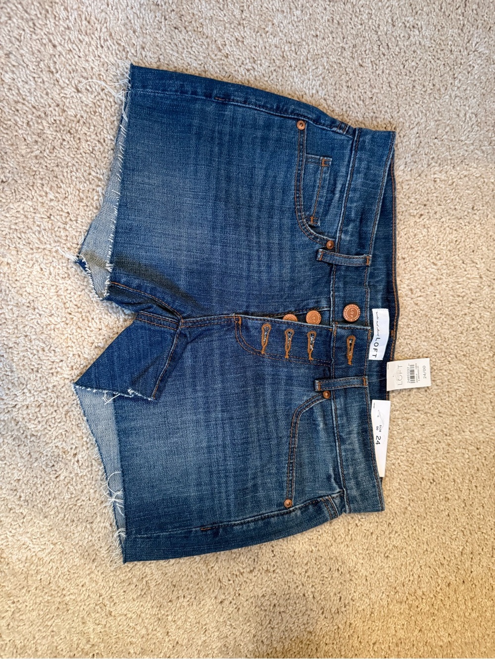 LOFT Denim Button-Front Cutoff Shorts NWT 24